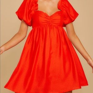 Keep On Wishing Red Babydoll Mini Dress Sz XS